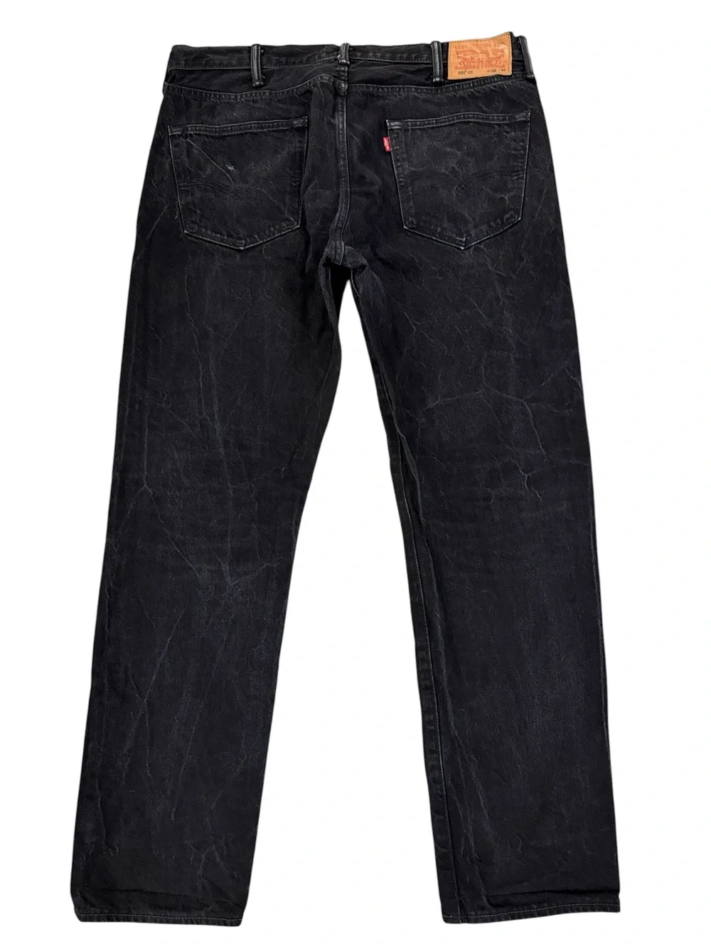 Levis 501 CT Custom Tapered Black Jeans Marbled Charcoal Wash 38x32 Fits 36x30